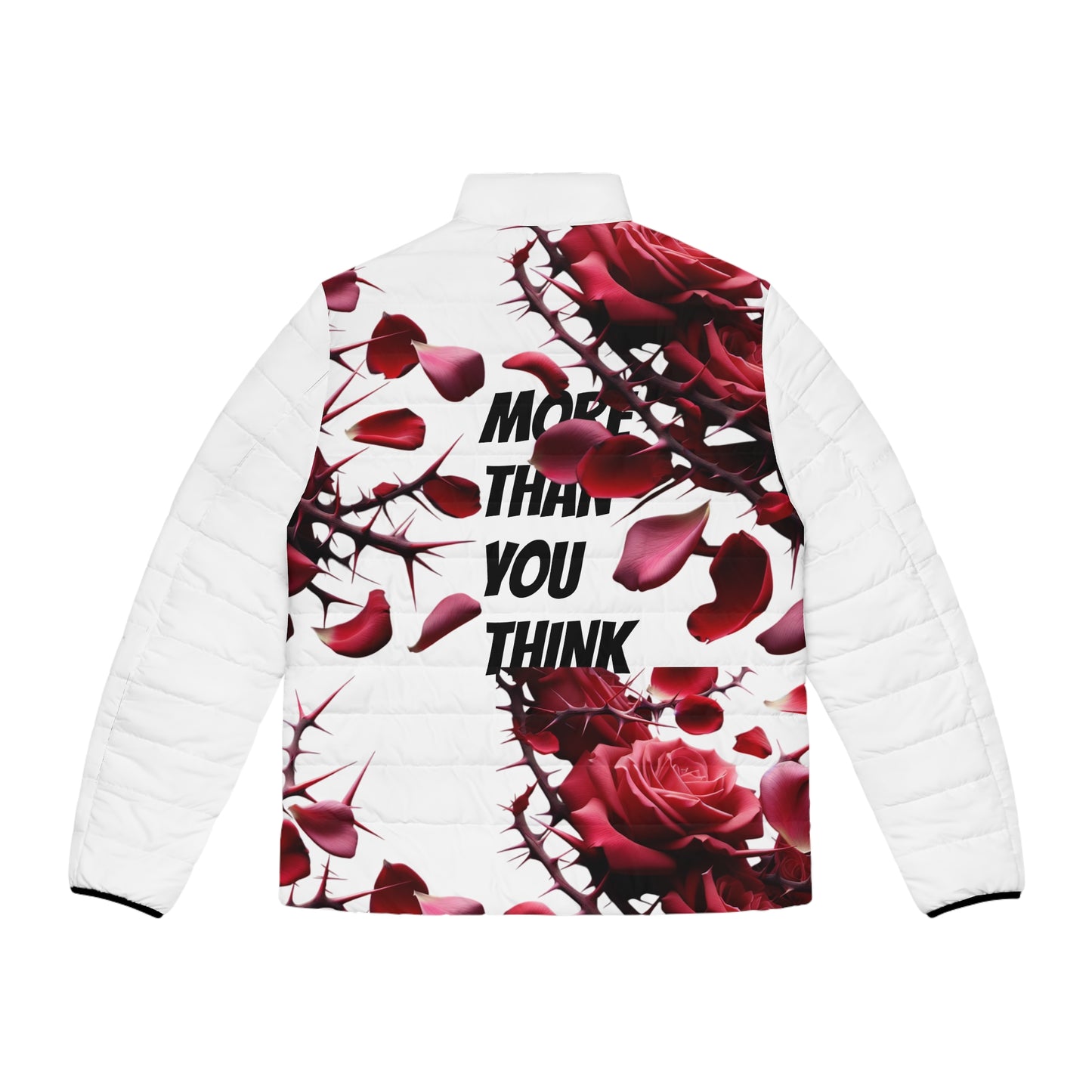 White -MTYT Puffer Jacket - with Red Roses