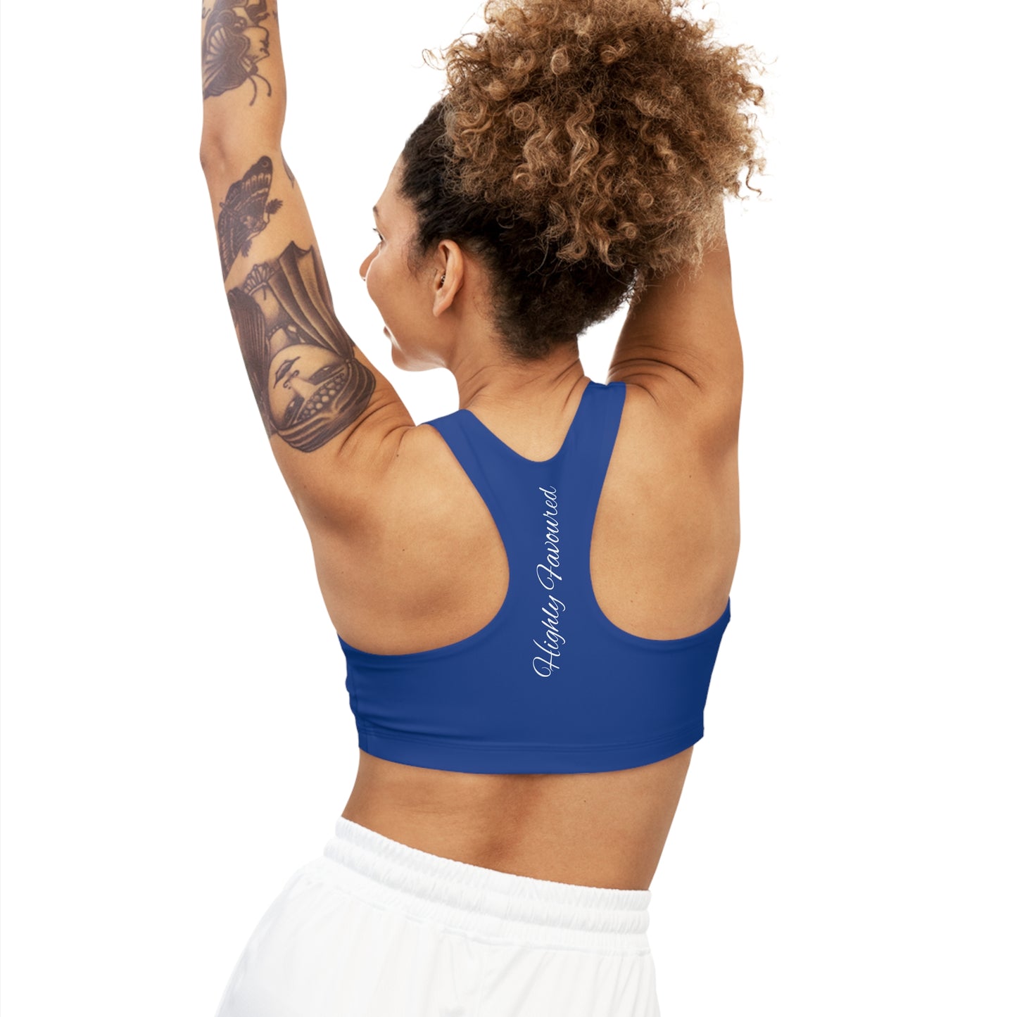 Blue-Blessed and Highly favored Sports Bra  for women