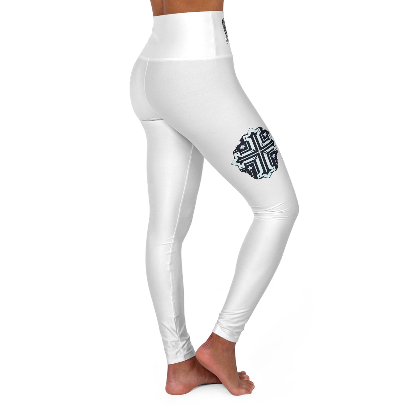 White Yoga Leggings - High Waisted 'I Am Blessed and Highly Favored' Design