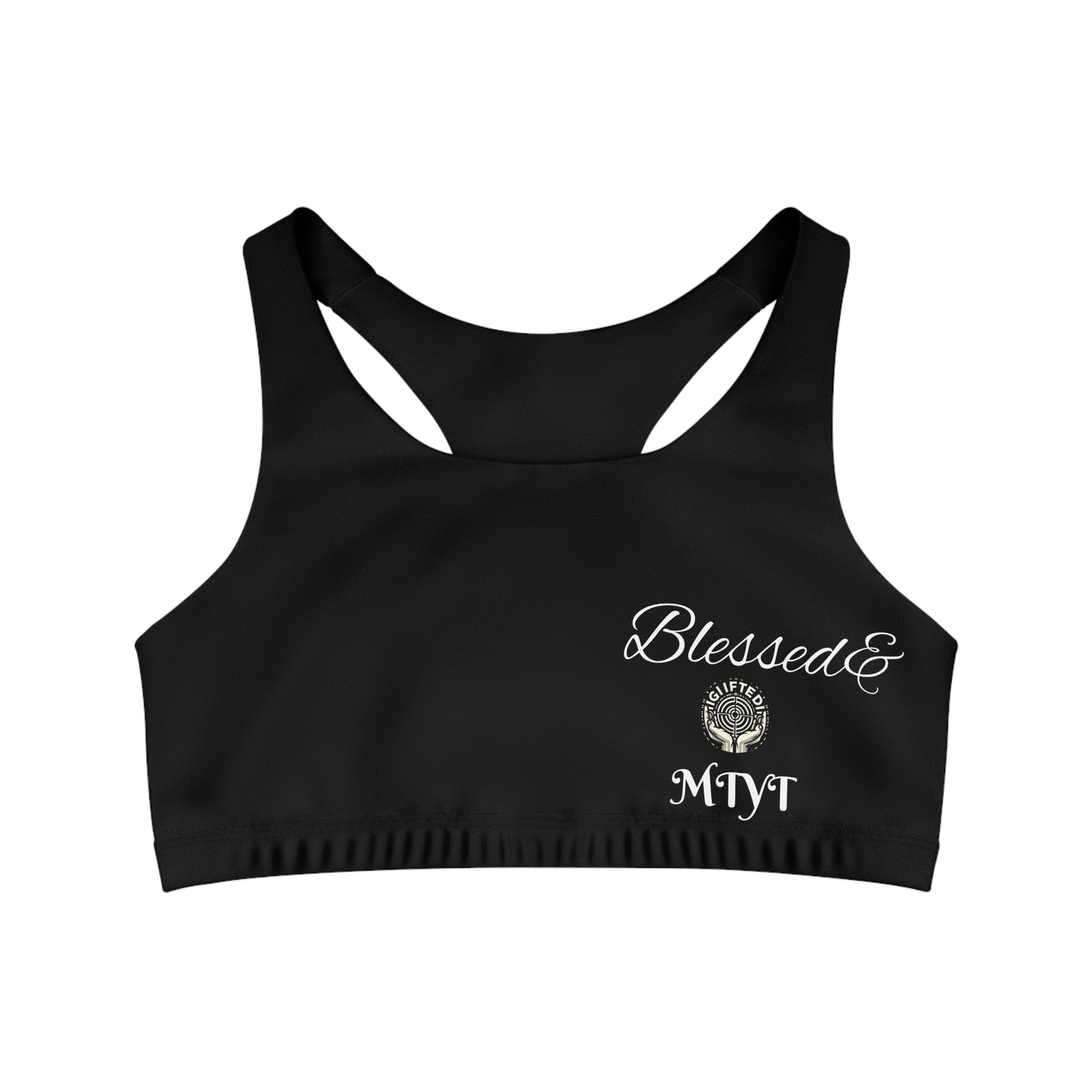Black- Blessed and Highly Favored Sports Bra for Women