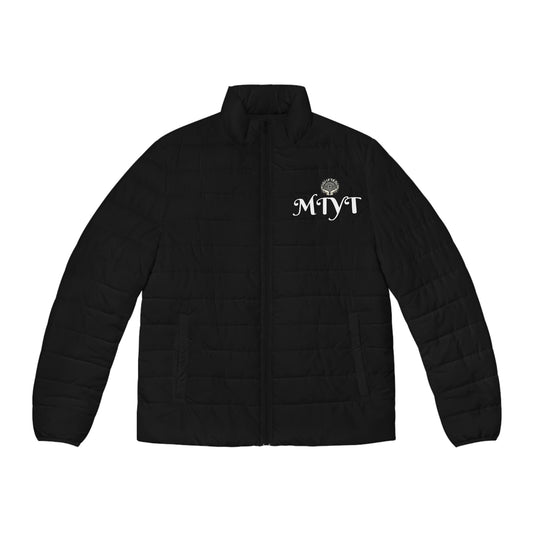 Black -MTYT Men's Puffer Jacket - With Red Roses