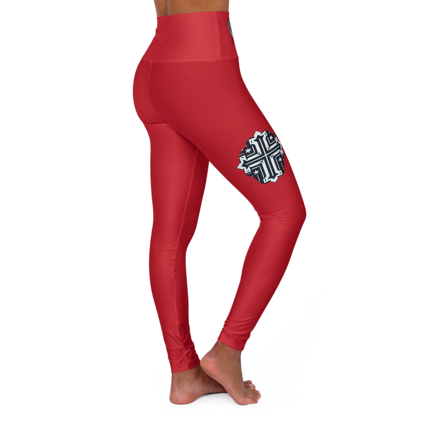Red Yoga Leggings - High Waisted 'I Am Blessed and Highly Favored' Design