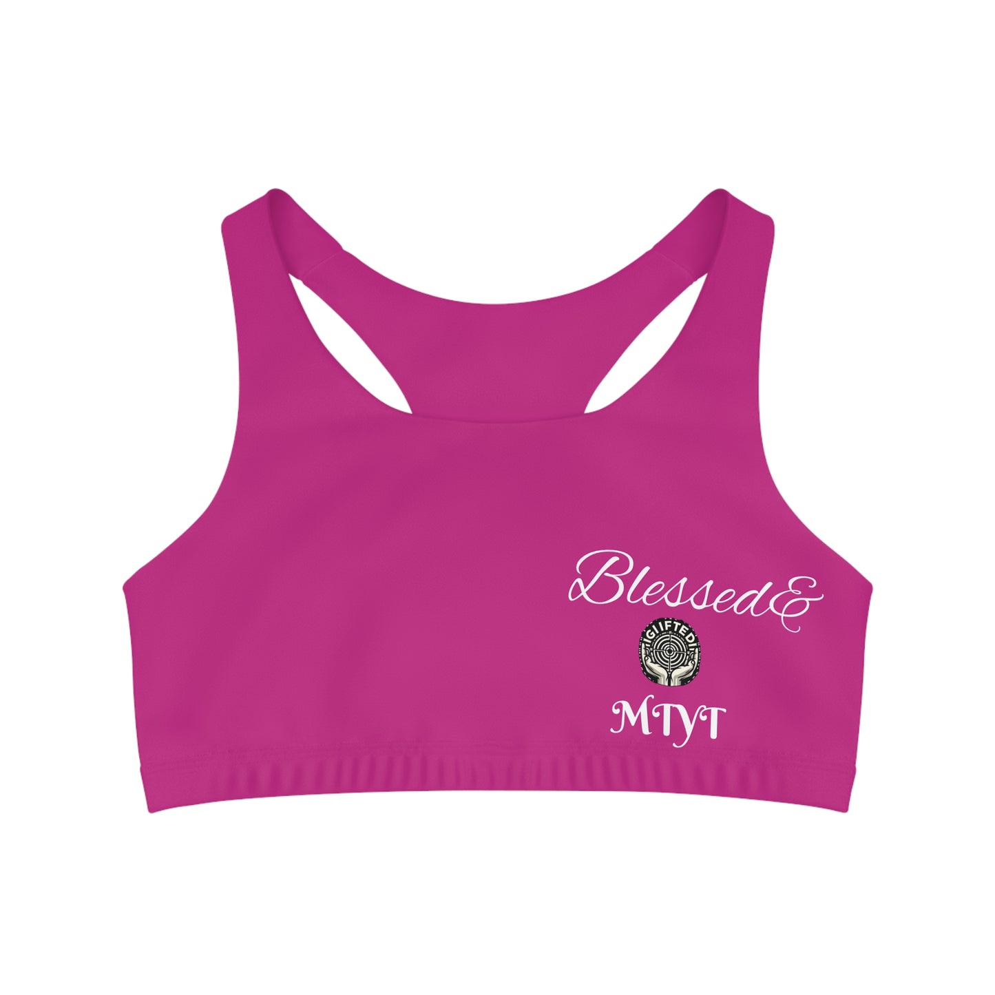 Pink- Blessed and Highly Favored Sports Bra for Women