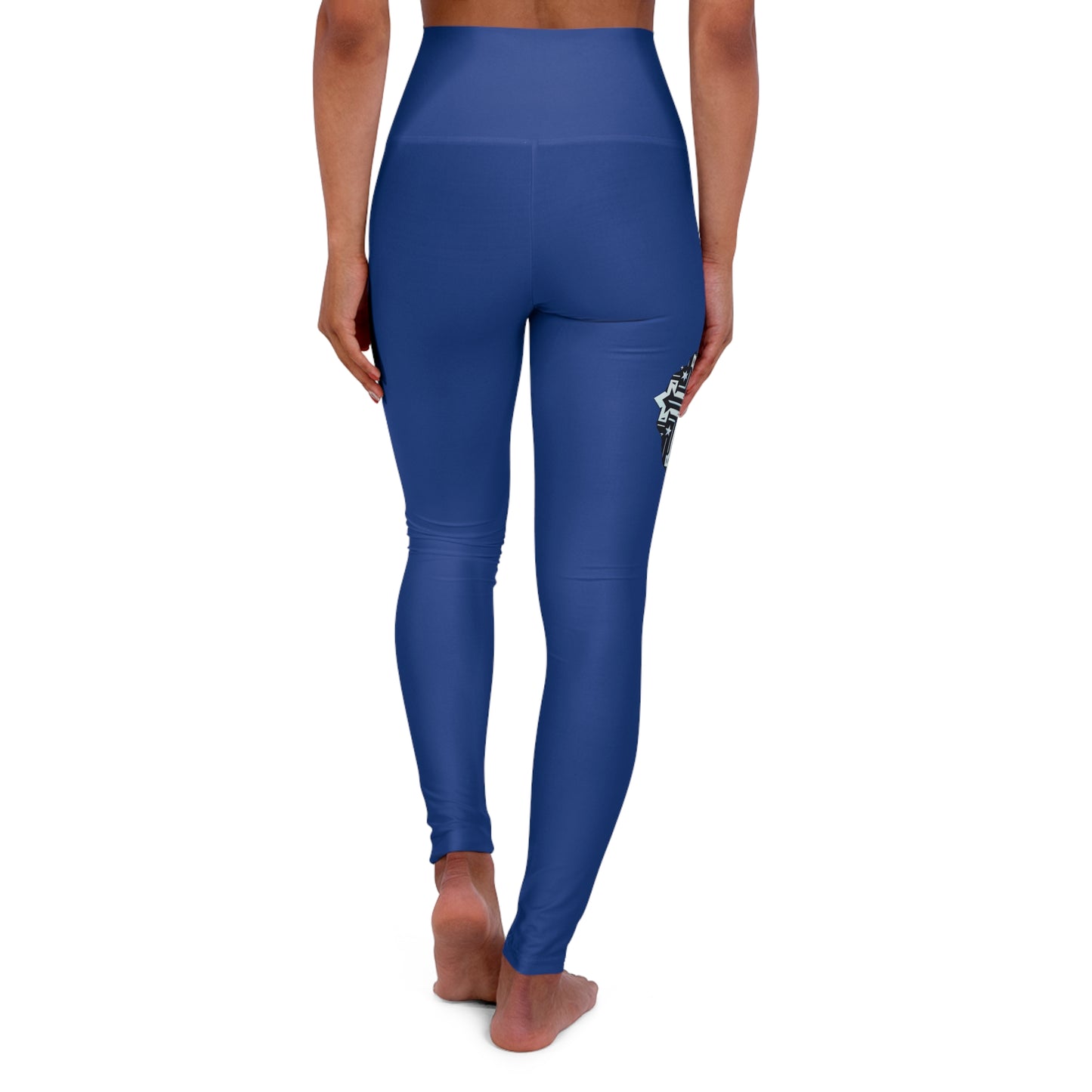 Blue Yoga Leggings - High Waisted 'I Am Blessed and Highly Favored' Design