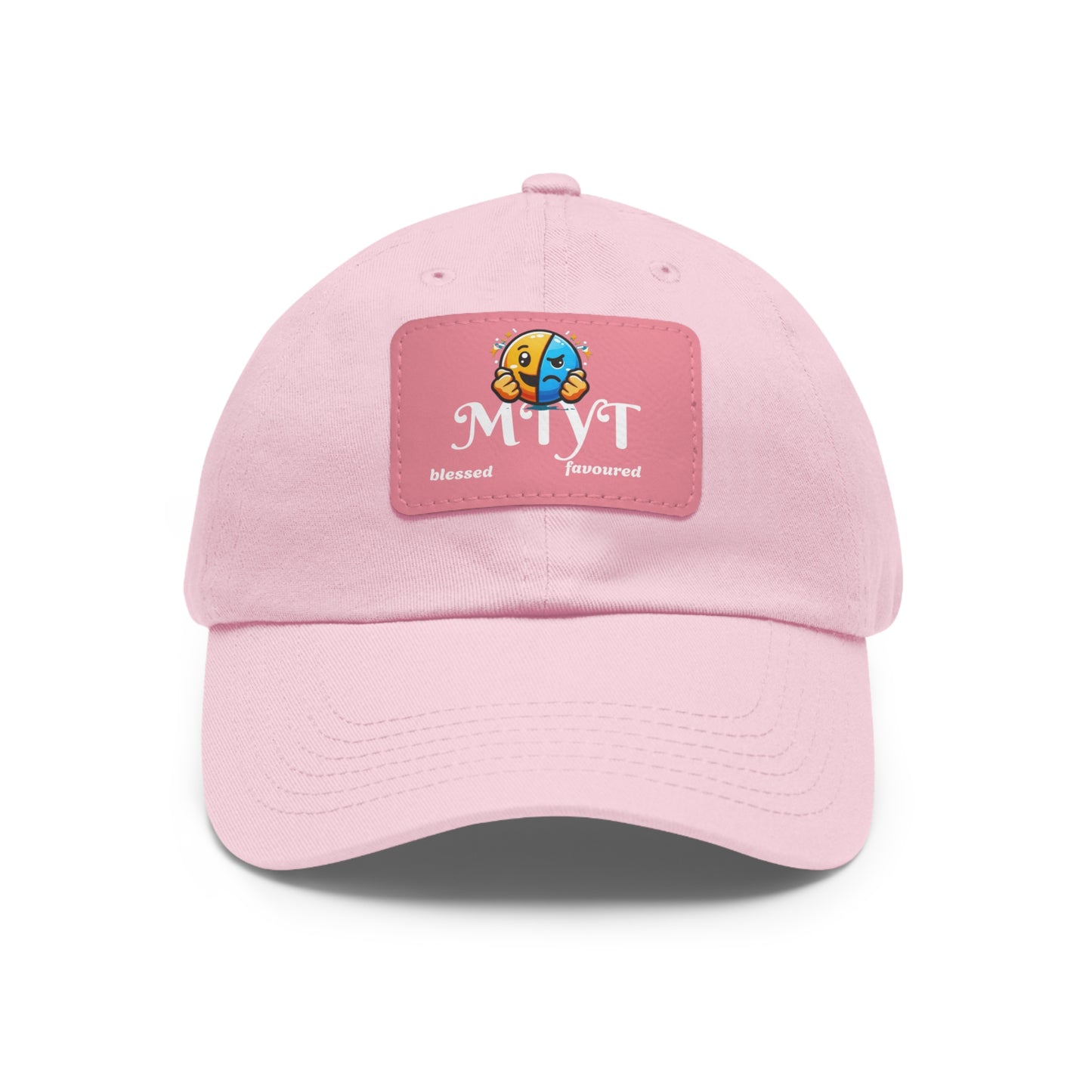 Pink Dad Hat with pink Leather Patch (Rectangle)-MTYT Design