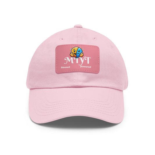 Pink Dad Hat with pink Leather Patch (Rectangle)-MTYT Design