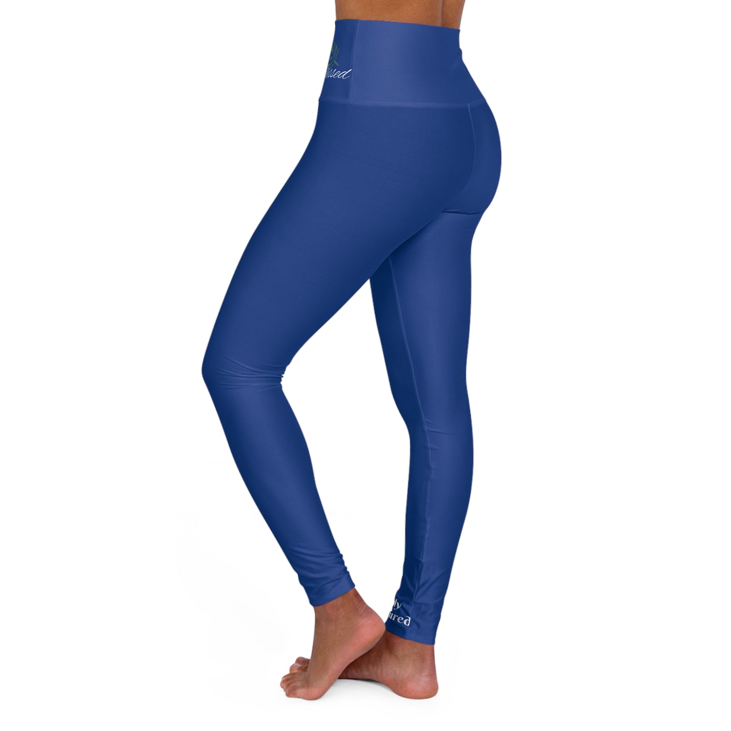 Blue Yoga Leggings - High Waisted 'I Am Blessed and Highly Favored' Design