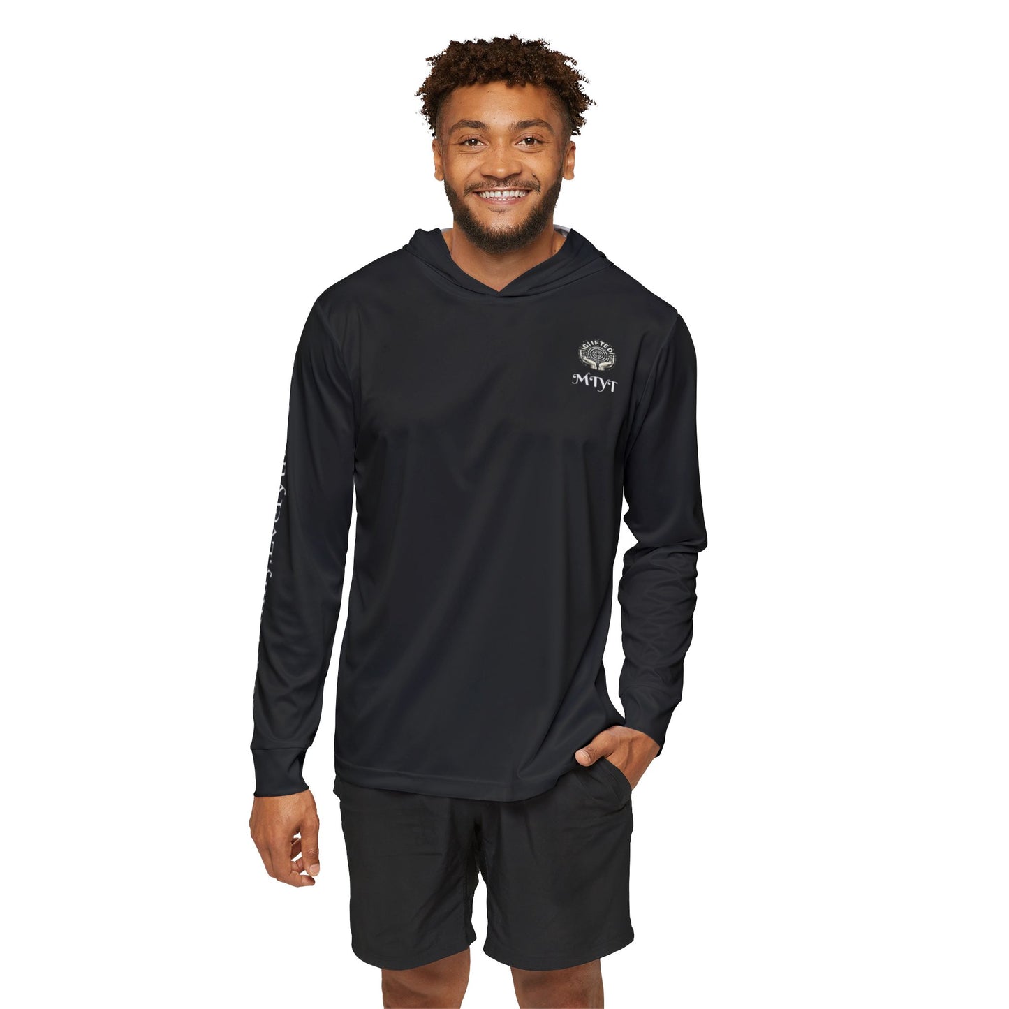 Black Men's Sports Hoodie-God ,Family Everything else inspirational Warm up sweat shirt