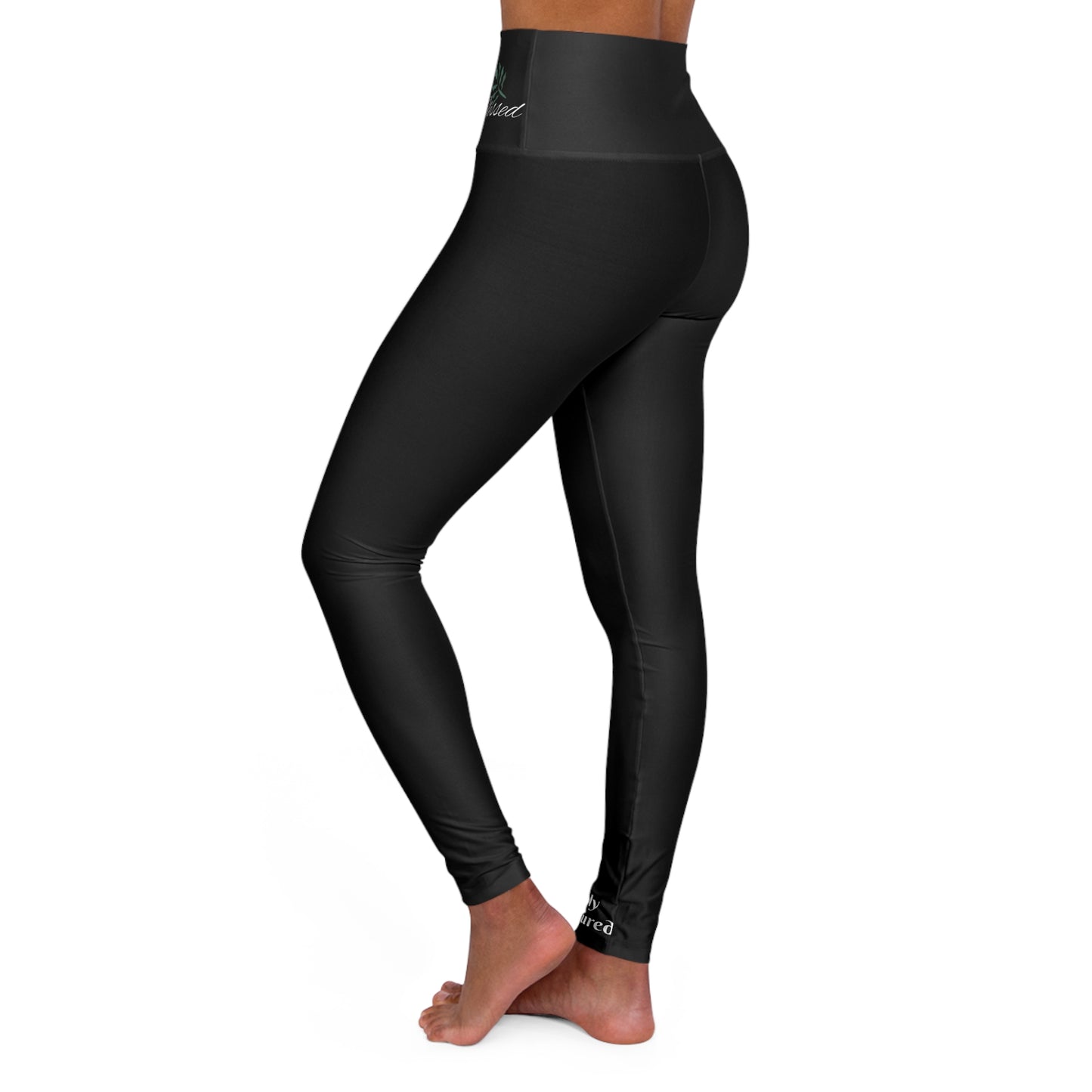 Black Yoga Leggings - High Waisted 'I Am Blessed and Highly Favored' Design