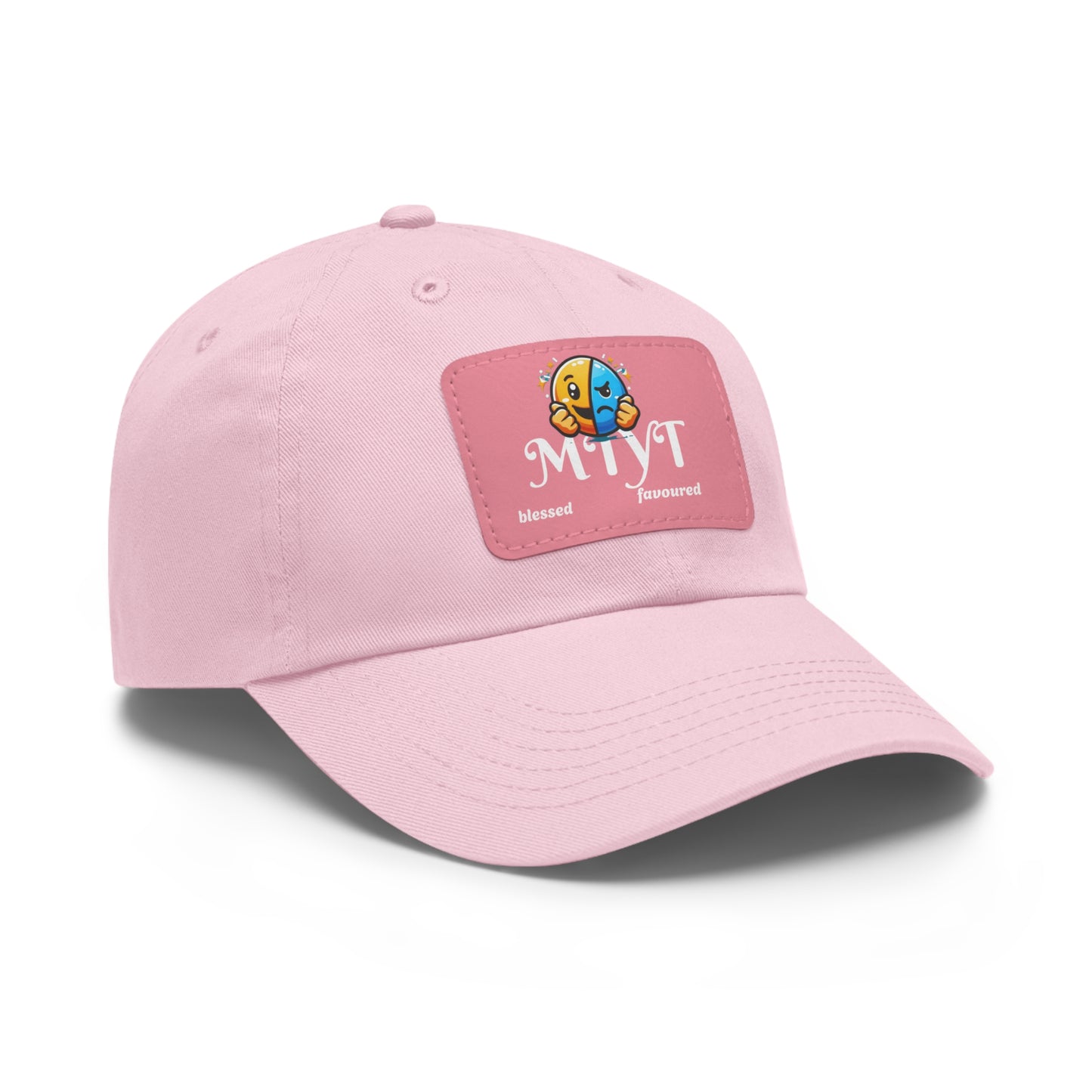 Pink Dad Hat with pink Leather Patch (Rectangle)-MTYT Design