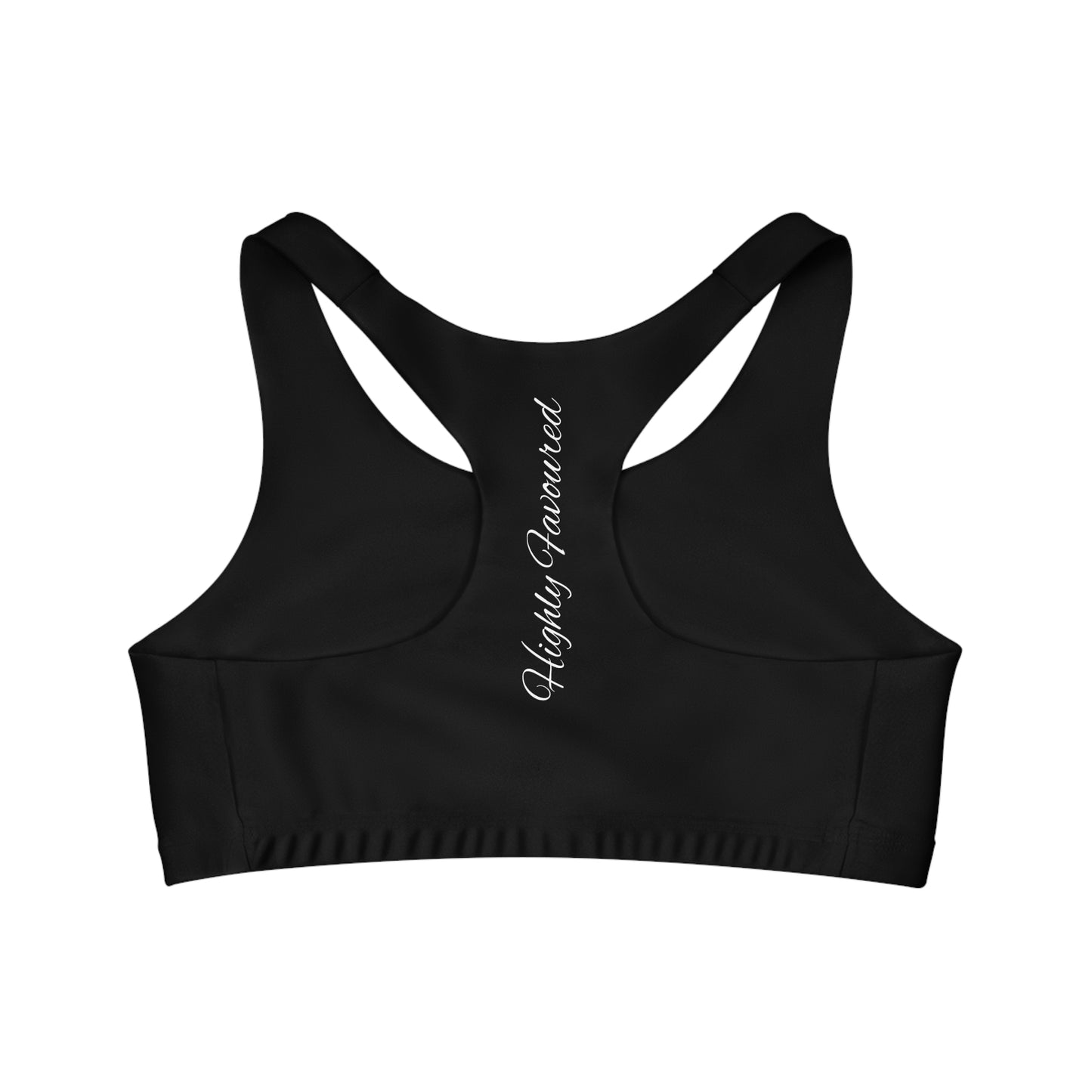 Black- Blessed and Highly Favored Sports Bra for Women