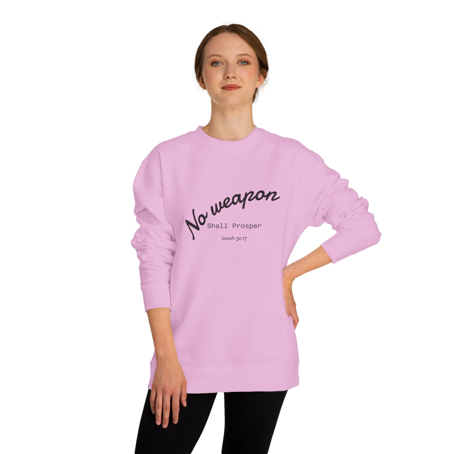 No Weapon Shall Prosper Sweatshirt — Inspirational Biblical Faith Crewneck