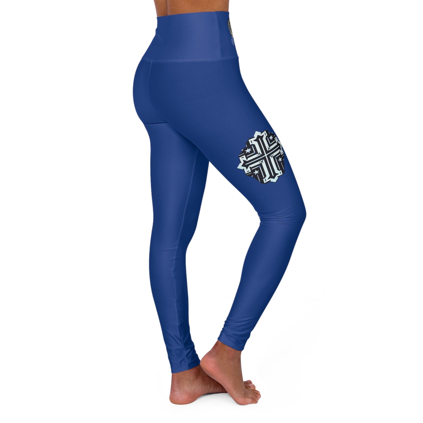 Blue Yoga Leggings - High Waisted 'I Am Blessed and Highly Favored' Design