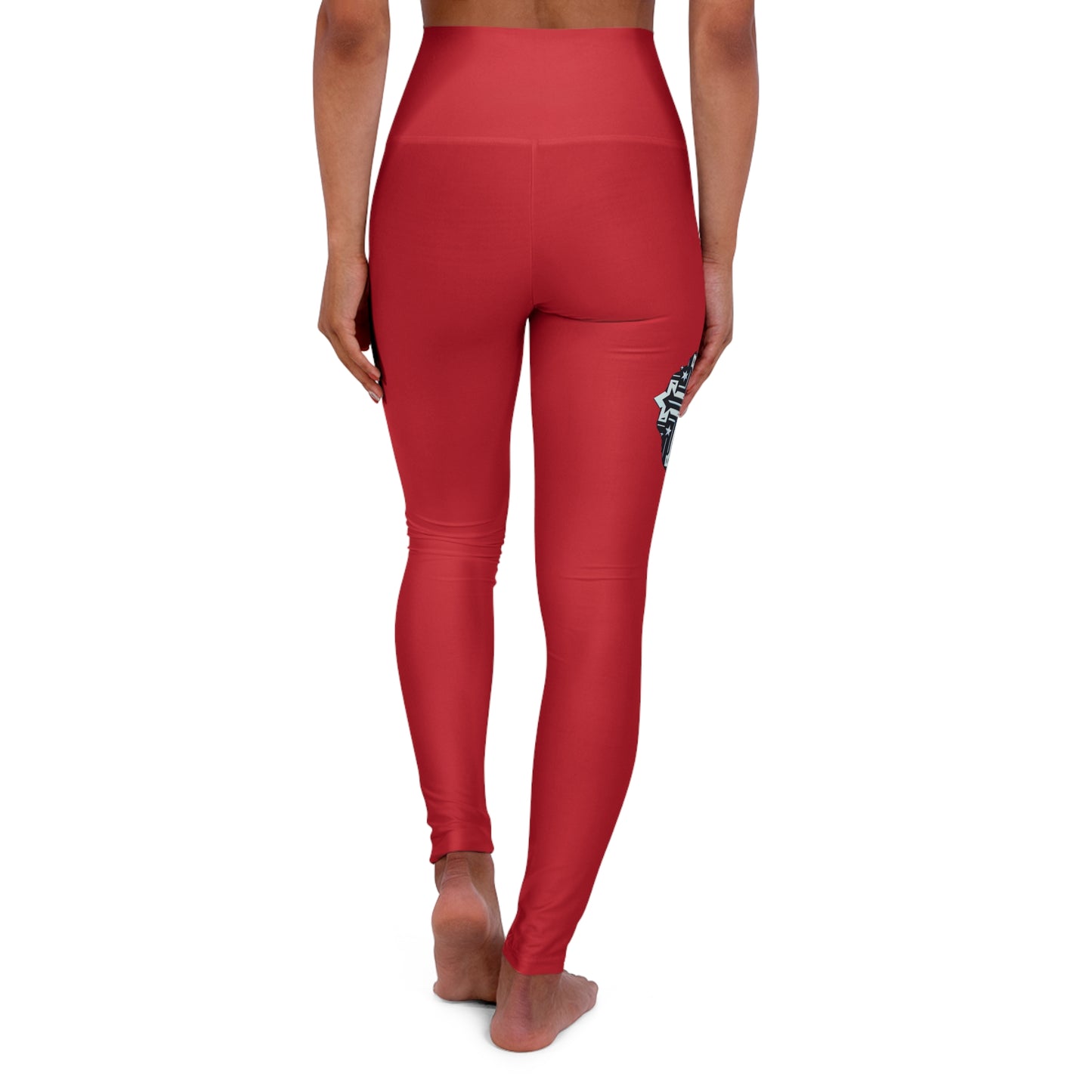 Red Yoga Leggings - High Waisted 'I Am Blessed and Highly Favored' Design