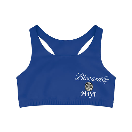 Blue-Blessed and Highly favored Sports Bra  for women