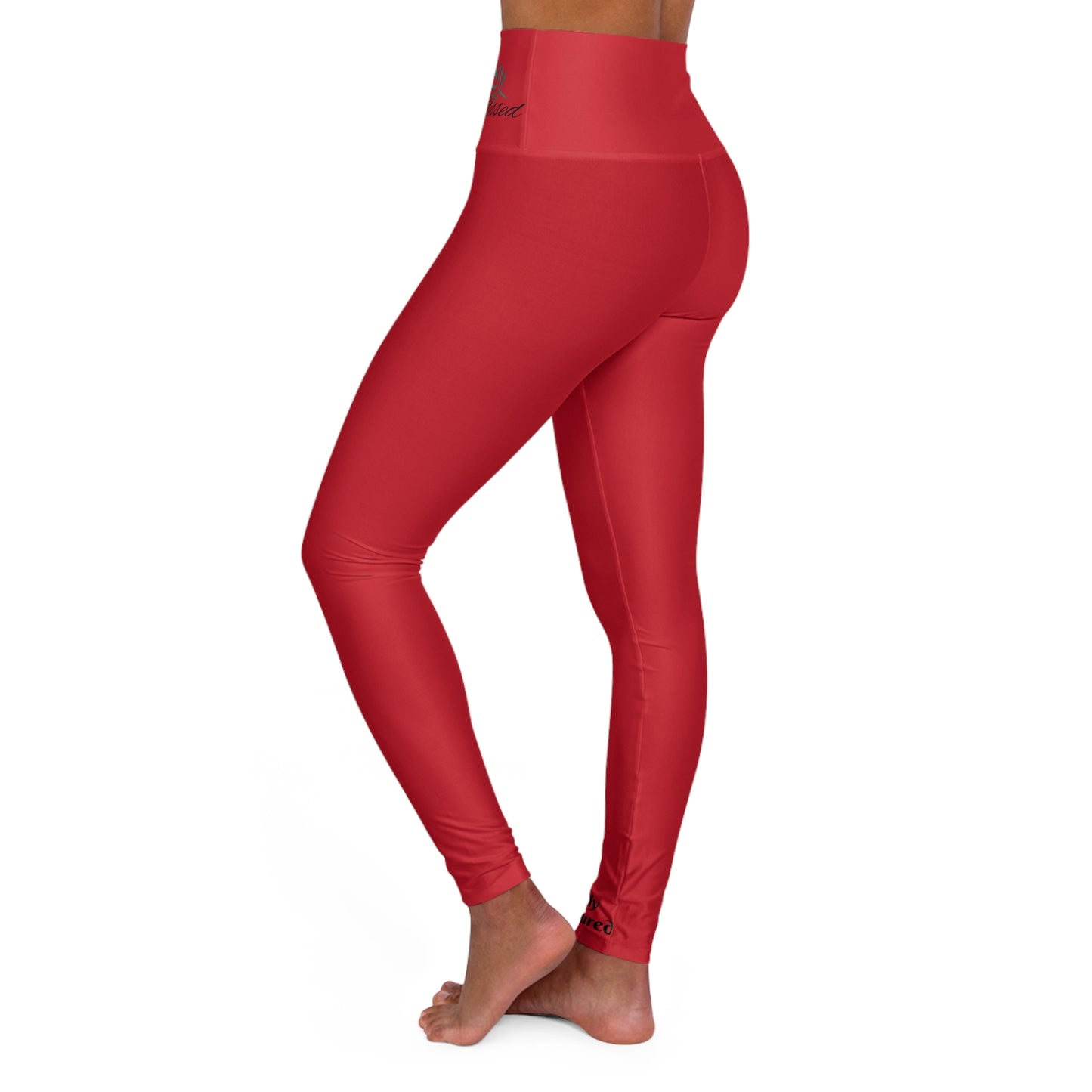 Red Yoga Leggings - High Waisted 'I Am Blessed and Highly Favored' Design