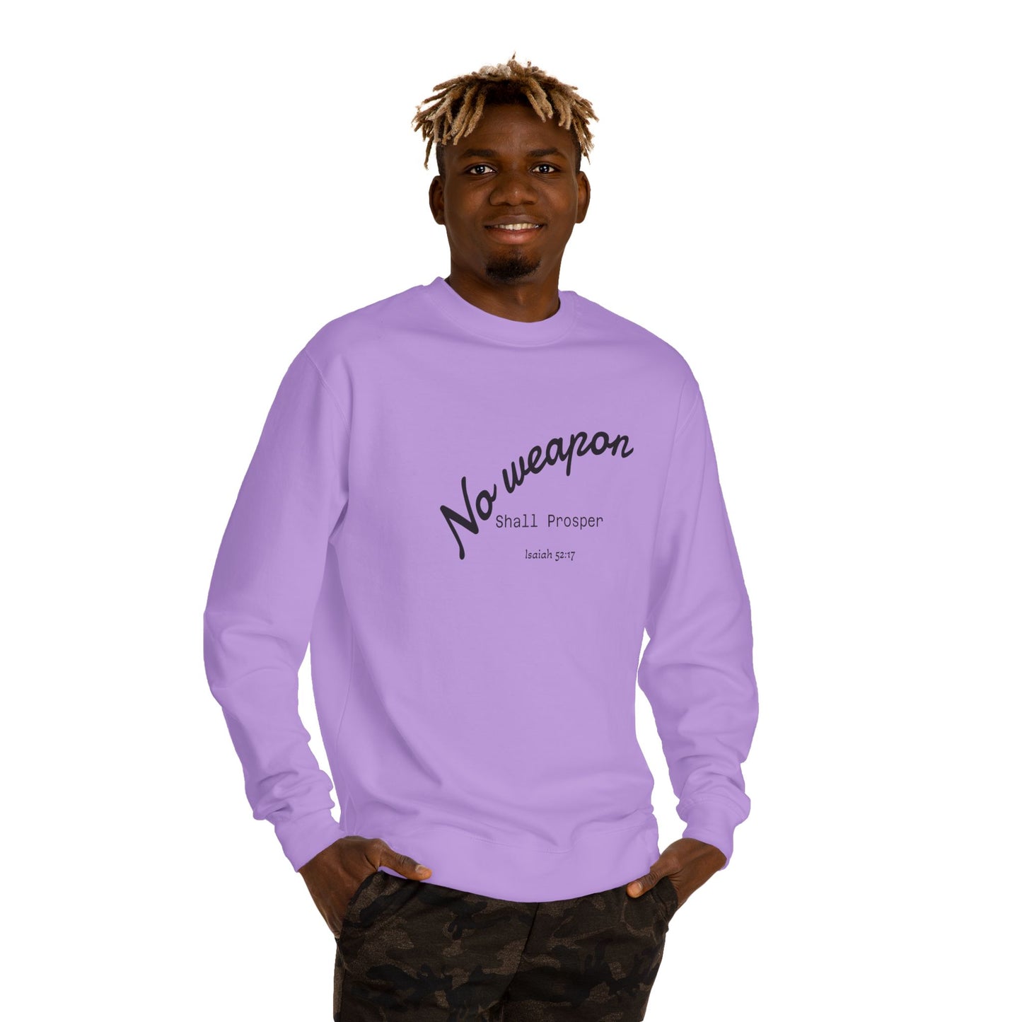 No Weapon Shall Prosper Sweatshirt — Inspirational Biblical Faith Crewneck