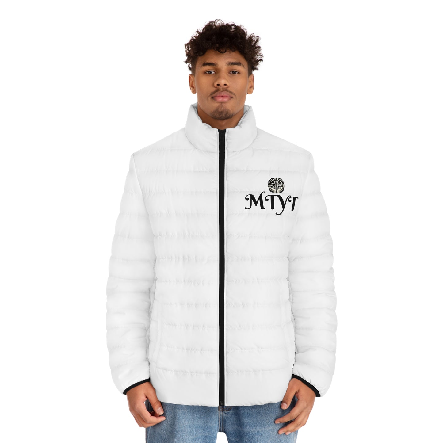 White -MTYT Puffer Jacket - with Red Roses