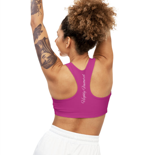 Pink- Blessed and Highly Favored Sports Bra for Women